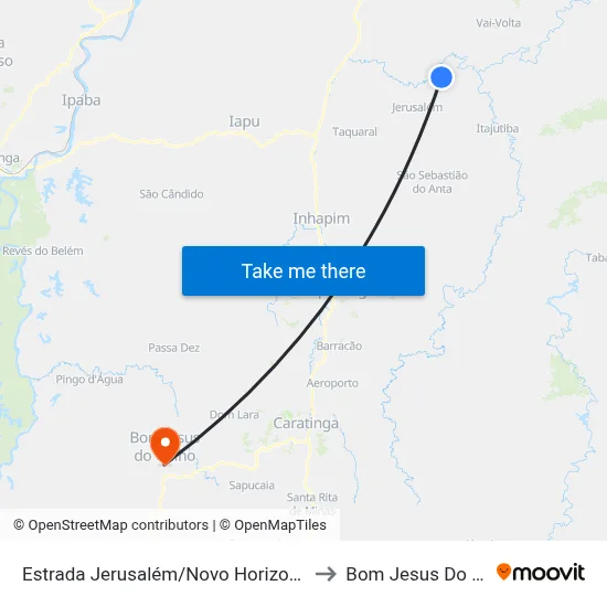 Estrada Jerusalém/Novo Horizonte, Oeste to Bom Jesus Do Galho map
