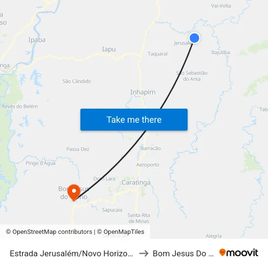 Estrada Jerusalém/Novo Horizonte, Oeste to Bom Jesus Do Galho map