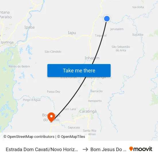 Estrada Dom Cavati/Novo Horizonte, Leste to Bom Jesus Do Galho map