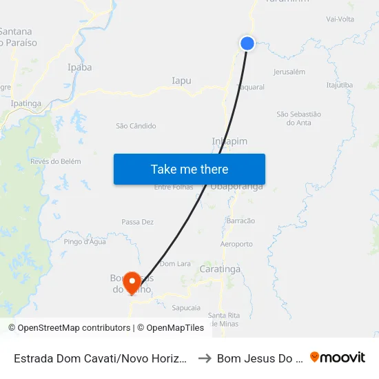 Estrada Dom Cavati/Novo Horizonte, Leste to Bom Jesus Do Galho map