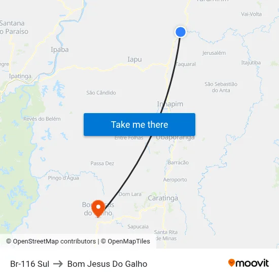 Br-116 Sul to Bom Jesus Do Galho map