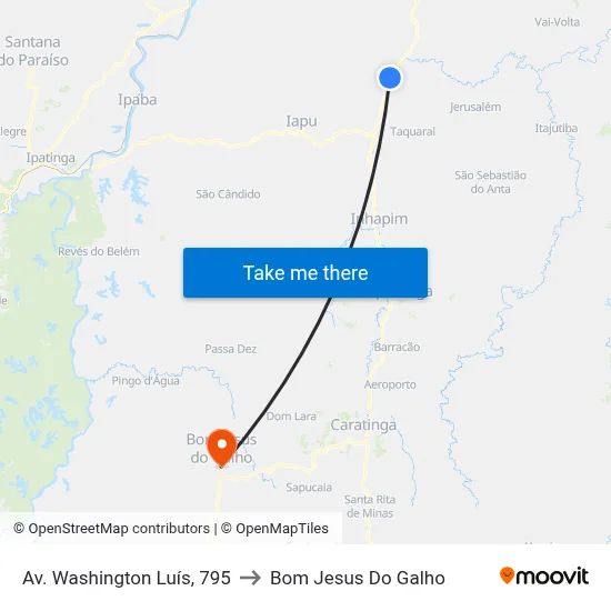 Av. Washington Luís, 795 to Bom Jesus Do Galho map