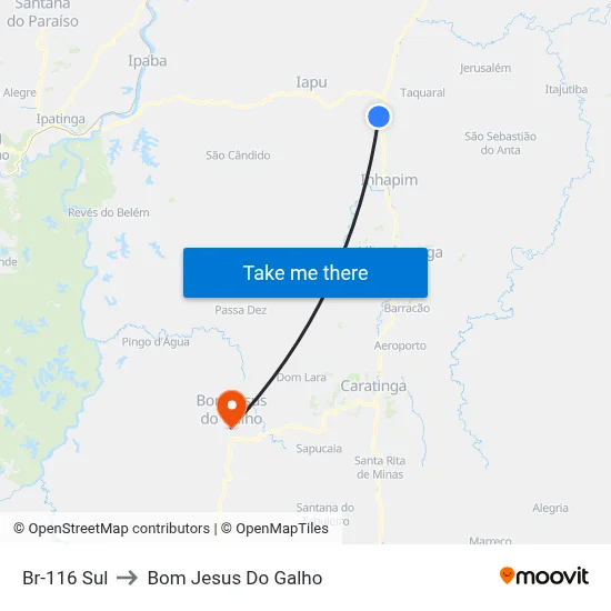 Br-116 Sul to Bom Jesus Do Galho map