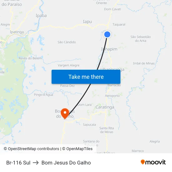 Br-116 Sul to Bom Jesus Do Galho map