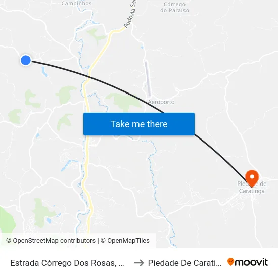 Estrada Córrego Dos Rosas, Oeste to Piedade De Caratinga map