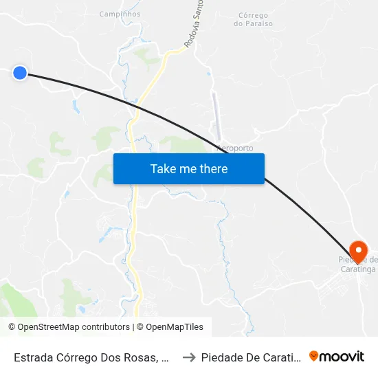 Estrada Córrego Dos Rosas, Oeste to Piedade De Caratinga map