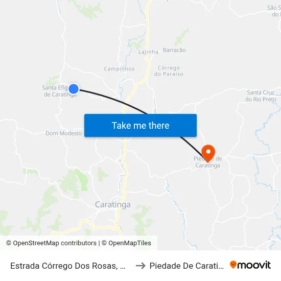 Estrada Córrego Dos Rosas, Oeste to Piedade De Caratinga map