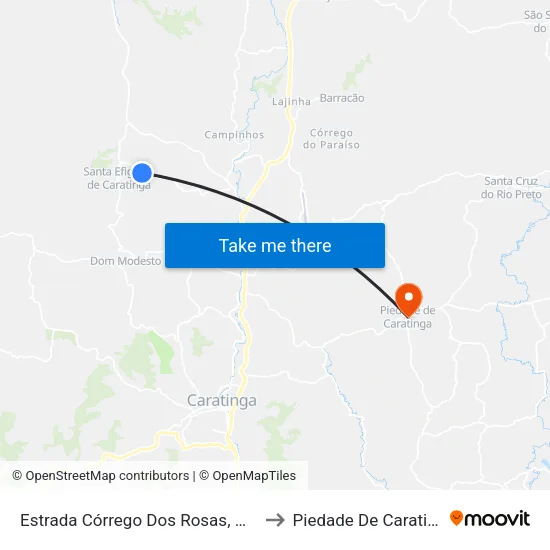 Estrada Córrego Dos Rosas, Oeste to Piedade De Caratinga map