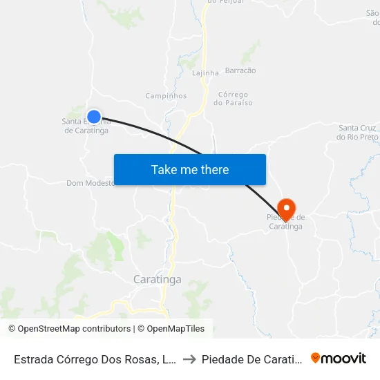 Estrada Córrego Dos Rosas, Leste to Piedade De Caratinga map