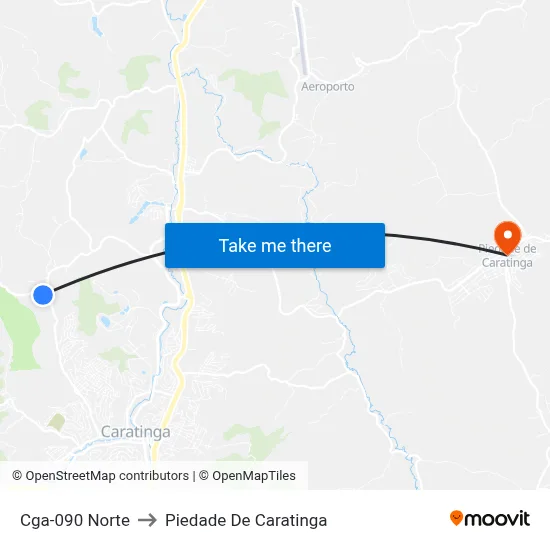 Cga-090 Norte to Piedade De Caratinga map