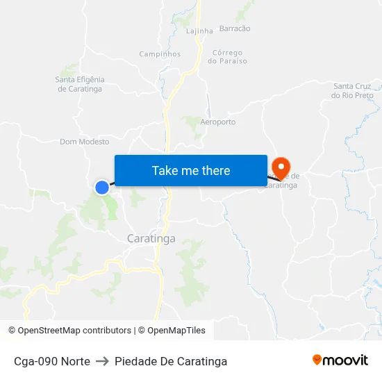 Cga-090 Norte to Piedade De Caratinga map