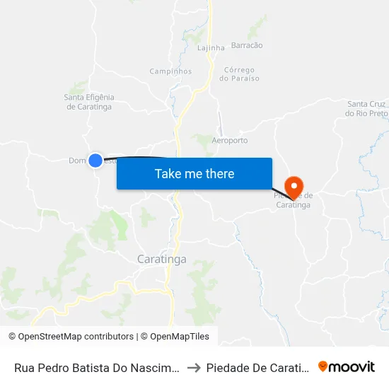Rua Pedro Batista Do Nascimento to Piedade De Caratinga map