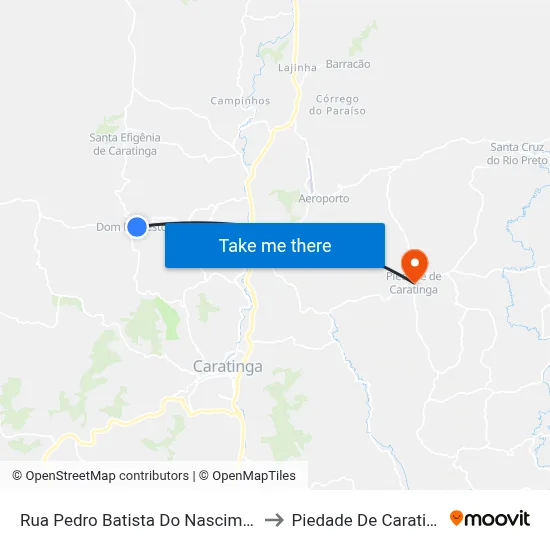 Rua Pedro Batista Do Nascimento to Piedade De Caratinga map