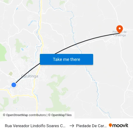 Rua Vereador Lindolfo Soares Carvalho, 207 to Piedade De Caratinga map