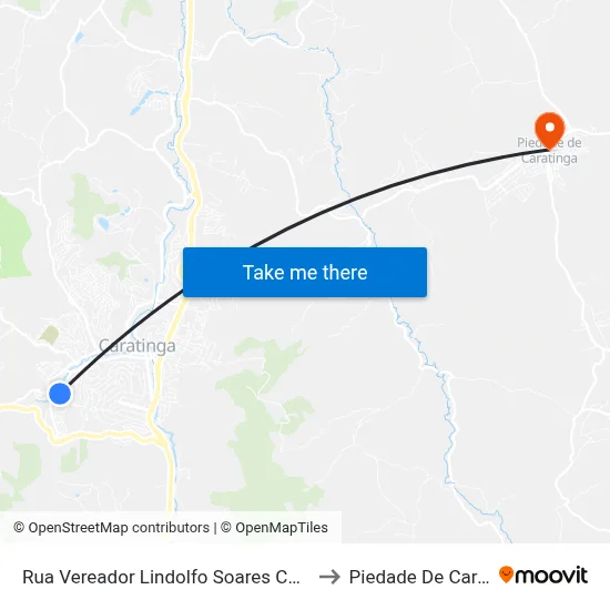 Rua Vereador Lindolfo Soares Carvalho, 385 to Piedade De Caratinga map