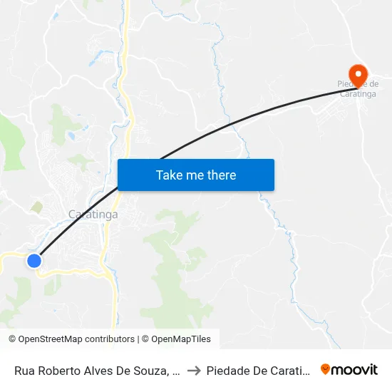 Rua Roberto Alves De Souza, 198 to Piedade De Caratinga map