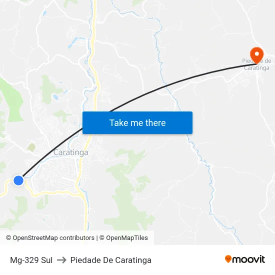 Mg-329 Sul to Piedade De Caratinga map