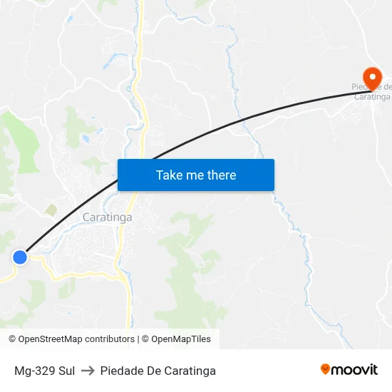 Mg-329 Sul to Piedade De Caratinga map