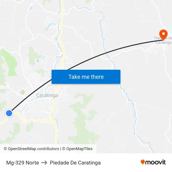 Mg-329 Norte to Piedade De Caratinga map