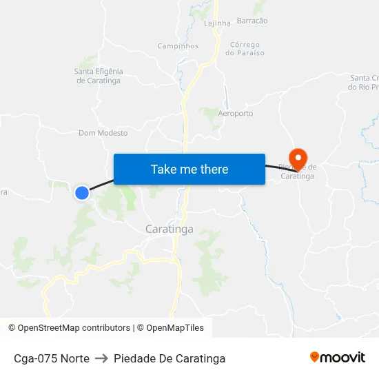 Cga-075 Norte to Piedade De Caratinga map