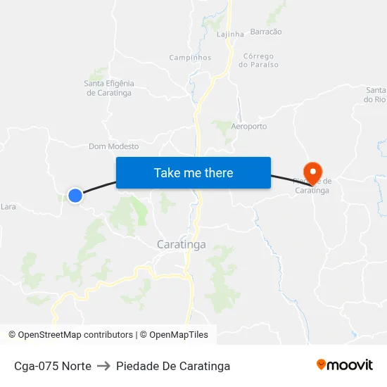 Cga-075 Norte to Piedade De Caratinga map