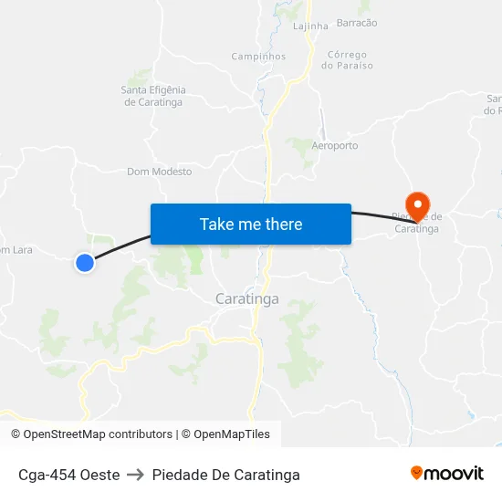 Cga-454 Oeste to Piedade De Caratinga map