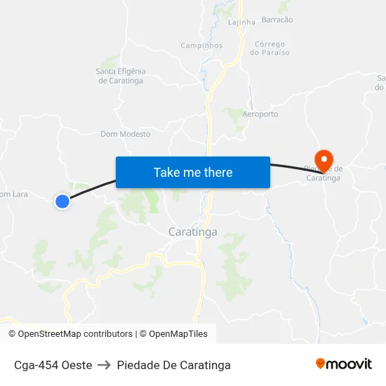 Cga-454 Oeste to Piedade De Caratinga map