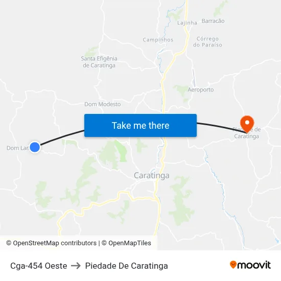 Cga-454 Oeste to Piedade De Caratinga map
