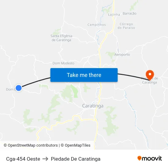 Cga-454 Oeste to Piedade De Caratinga map