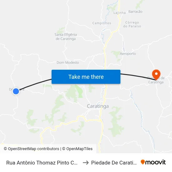 Rua Antônio Thomaz Pinto Corrêa to Piedade De Caratinga map