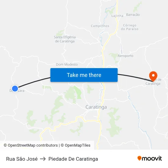 Rua São José to Piedade De Caratinga map