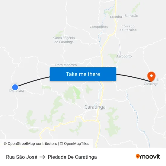 Rua São José to Piedade De Caratinga map