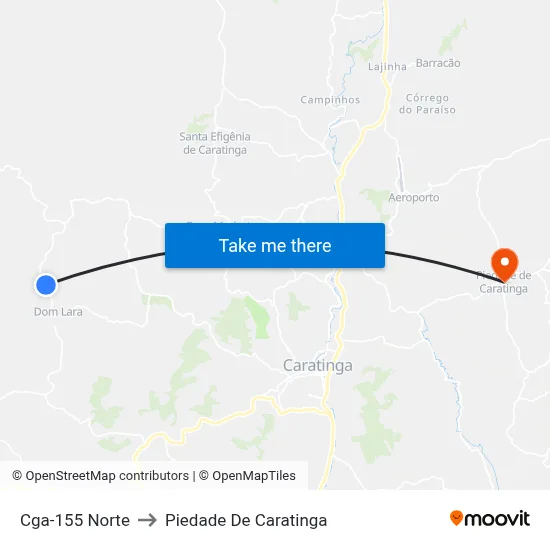 Cga-155 Norte to Piedade De Caratinga map