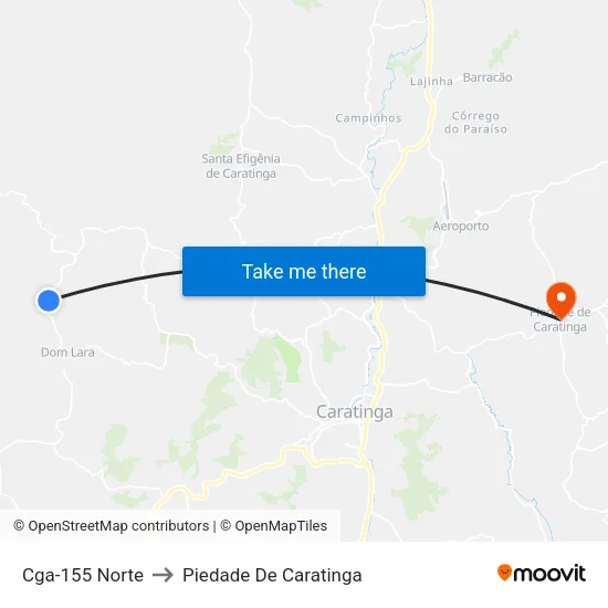 Cga-155 Norte to Piedade De Caratinga map