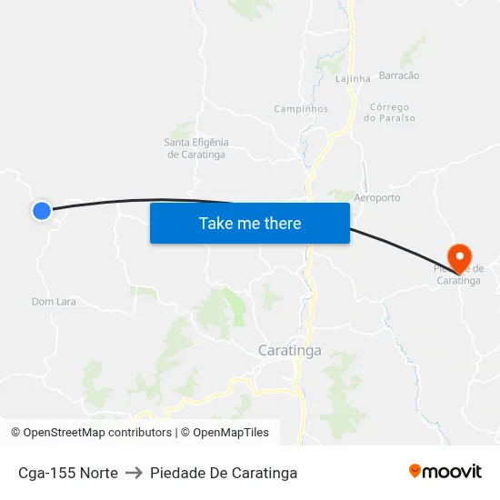 Cga-155 Norte to Piedade De Caratinga map