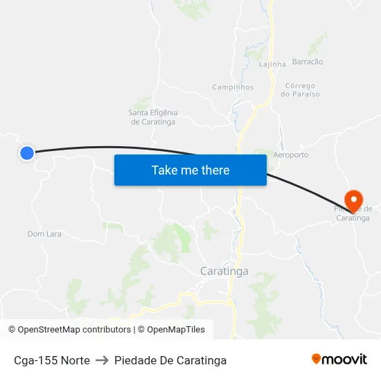 Cga-155 Norte to Piedade De Caratinga map