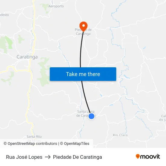 Rua José Lopes to Piedade De Caratinga map