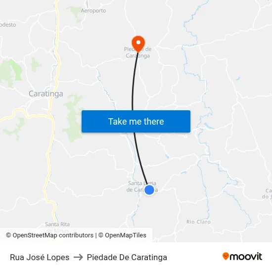Rua José Lopes to Piedade De Caratinga map