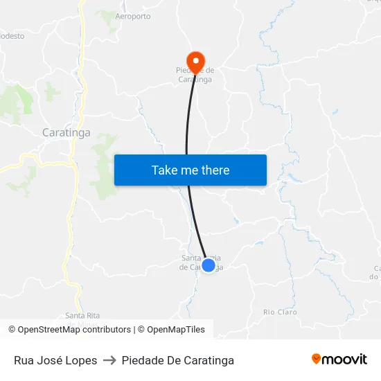 Rua José Lopes to Piedade De Caratinga map