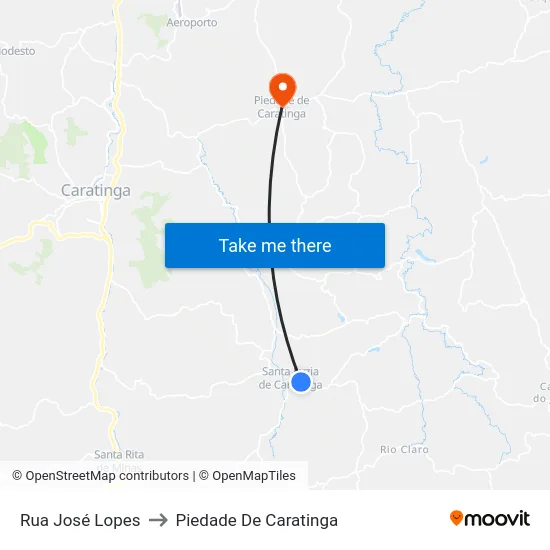 Rua José Lopes to Piedade De Caratinga map