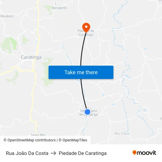 Rua João Da Costa to Piedade De Caratinga map