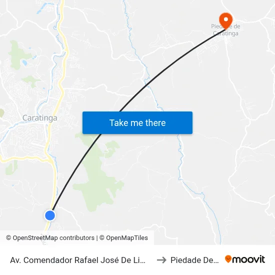 Av. Comendador Rafael José De Lima, 1600 | Viação Riodoce to Piedade De Caratinga map