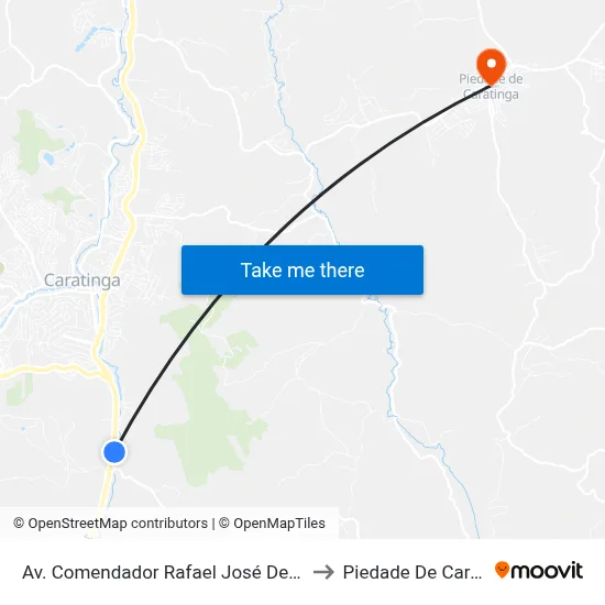 Av. Comendador Rafael José De Lima, 951 to Piedade De Caratinga map