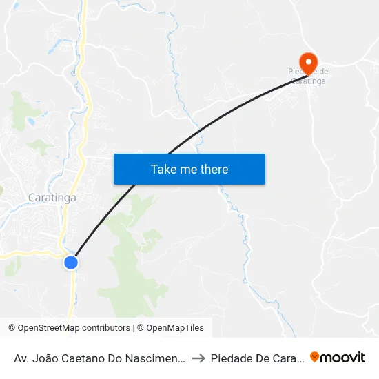 Av. João Caetano Do Nascimento, 1405 to Piedade De Caratinga map