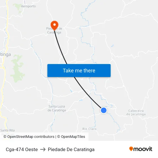 Cga-474 Oeste to Piedade De Caratinga map
