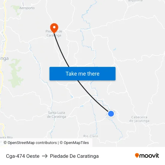 Cga-474 Oeste to Piedade De Caratinga map