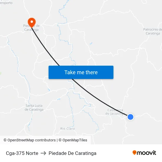 Cga-375 Norte to Piedade De Caratinga map