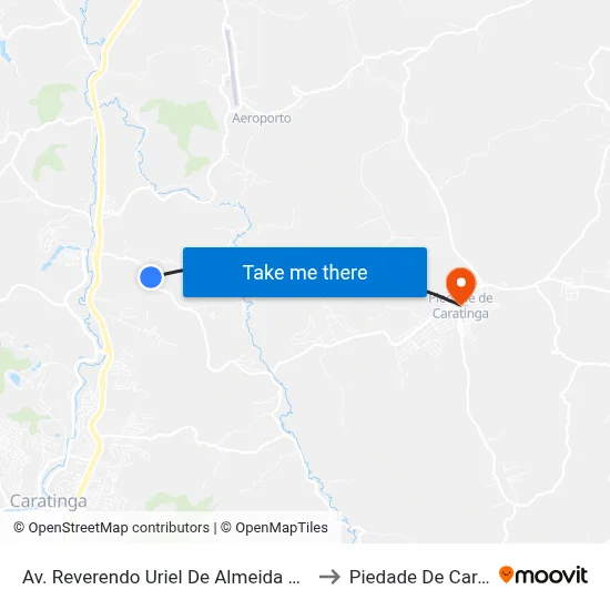 Av. Reverendo Uriel De Almeida Leitão, 1001 to Piedade De Caratinga map