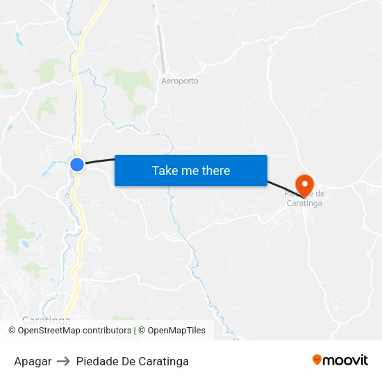 Apagar to Piedade De Caratinga map