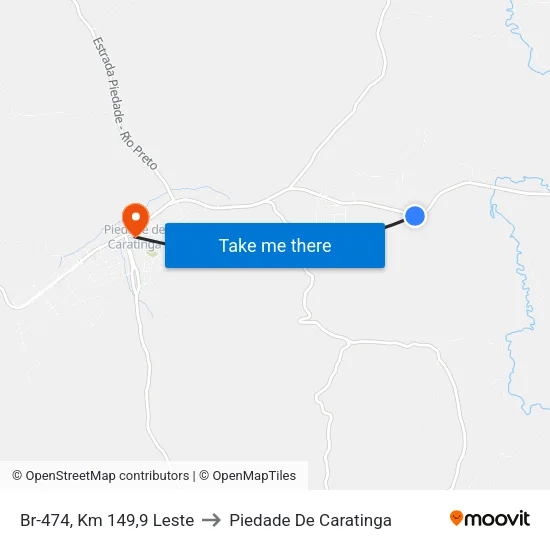 Br-474, Km 149,9 Leste to Piedade De Caratinga map